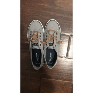 Blue gray Sperry shoes